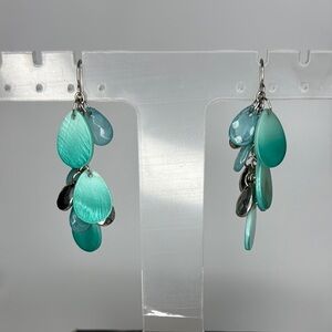 Blue and Silver Cascade Earrings with Teardrop Design